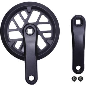 PROWHEEL Junior & Kids Crankset,76MM/89MM/102MM/114MM/127MM/140MM/152MM/160MM/165MM 25T/28T/30T/32T/36T Square Hole Bike Crank Arm Set,Double ChainWheel and Replacement Chain Guard (Crankarm 127mm, 25T)