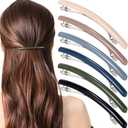 Mxxipp 6pcs French Hair Barrettes for Women, Non-Slip Spring Flat Clips Pins, Elegant Styling Accessories for Short Long Thin Thick Fine Hair - 5 Colors