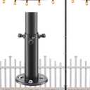 12FT String Light Poles - 2 Pack Deck Light Poles for Outside String Lights Heavy Duty with Anchor Based and Bracket - Waterproof Outdoor Patio Light Poles for Wedding, Party