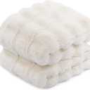 Touchat Luxury Faux Rabbit Fur Throw Blanket Twin Size for Couch,Super Heavy Warm Cozy Blanket for Sofa Bedroom Living Room,Ultra Soft Fluffy Reversible Plush Blanket for Home Decor Gifts,White