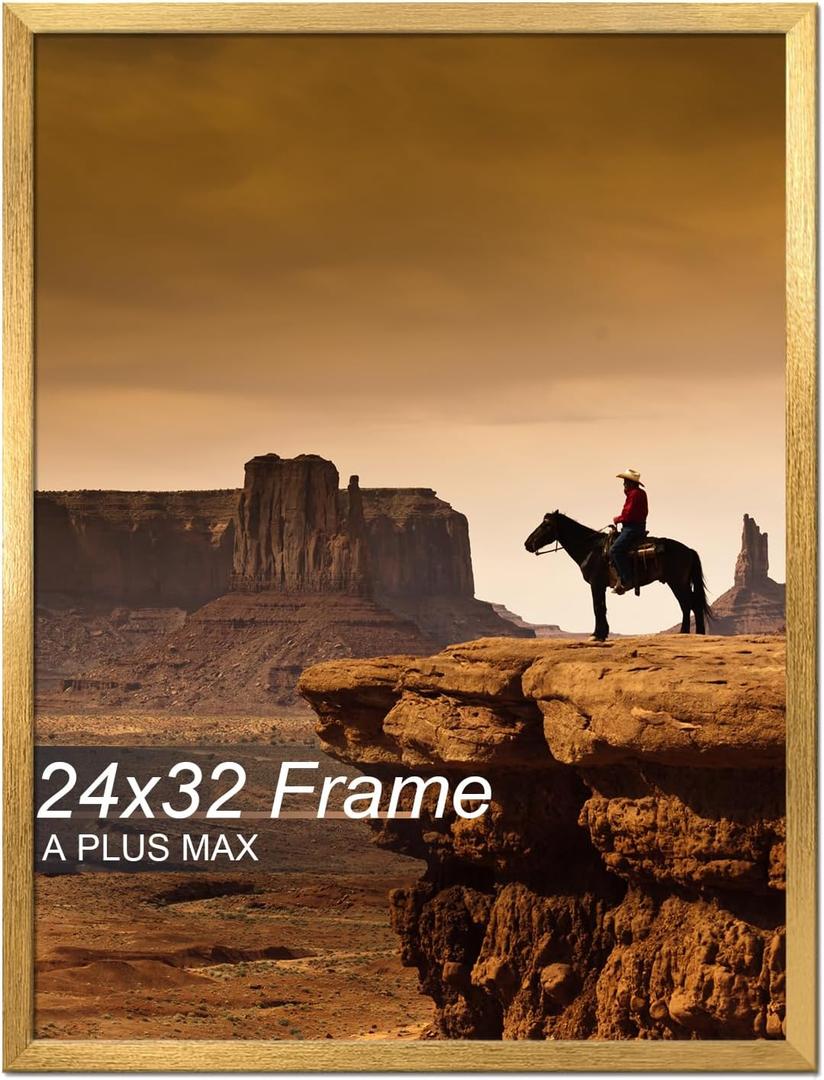 A PLUS MAX 24x32 Picture Frame Gold Light Weight Wall Mount