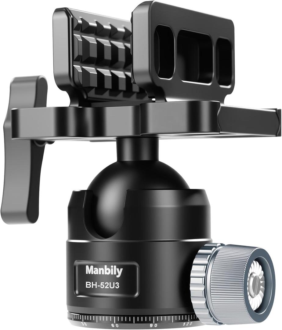 Manbily Shooting Saddle, Hunting Saddle with 52mm Low Profile Ball Head, CNC Aluminum Heavy Duty 360 Tripod Head, Universal Rest Clamp for Hunting Shooting Stick Tripod, Max Load 55lbs/25kg