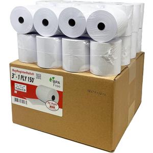 (32 Rolls) 3" x 150' 1 Ply Bond (Non Thermal Kitchen Printer Paper) POS Receipt Cash Register For Star SP700 SRP275 SMP200 TMU200 MP500 NCR 2174 XR200 IMPACT Printers Requires Ribbons ERC30/34/38