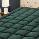 HYLEORY Twin Mattress Pad Quilted Fitted Mattress Protector Cooling Pillow Top Mattress Cover Breathable Fluffy Soft Mattress Topper with 8-21" Deep Pocket, Green