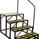 RV Steps with Handrail, 4 Steps Ladder Hot Tub Steps with Handrail, Portable Stairs Steps for 5th Wheel RV, Mobile Home Stairs Outdoor RV Step (4 Steps with 1 Handrail)