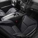 Premium Perforated Napa Leather Car Seat Covers Semi Universal Fit with Lumbar Support, Storage Bag for SUV Sedan Truck (Black, Front Row Single seat)