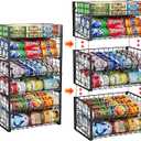 JKsmart 2-Tier Stackable Rack Organizer for Pantry, Adjustable Dispenser Holds Up to 88 Cans, Storage Holder for Various Ounces of Canned Drinks, Black, 3 Pack