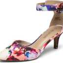 DREAM PAIRS Kitten Heel Low Heel for Women Closed Pointed Toe Pumps Wedding Party Sexy Dress Shoes Lowpointed, 9, Floral