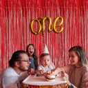 3 x Red Backdrop Party Decorations - 3 Pack of 3.2x8.2ft Foil Fringe Curtains Streamers Backdrop for Valentines Day Decorations,Birthday,Christmas