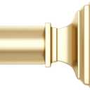 Gold Curtain Rod-EUPLAR 1 Inch Long Curtain Rod with Decorative Square Finials, 72-144 Inch Adjustable Window Curtain Rods for Living Room,Kitchen