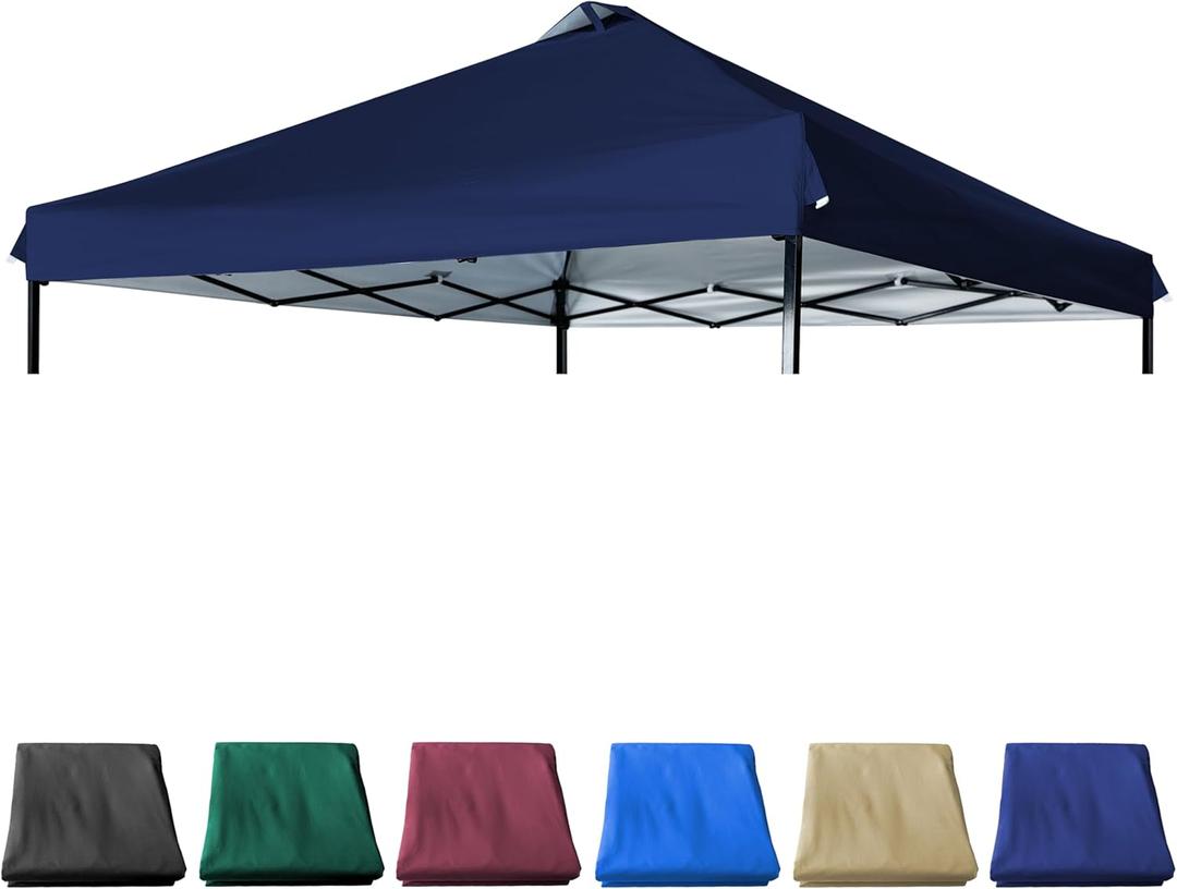 10x10 Canopy Replacement Top with Air Vent Silver Coated for Straight Leg Canopy Frame, (Navy Blue)