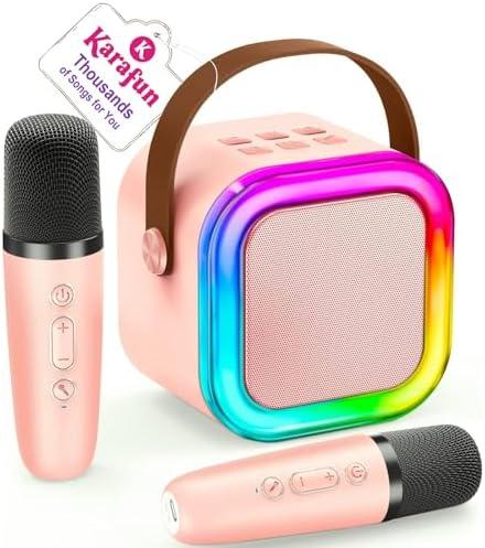 IROO Karaoke Machine for Kids, 2026 TOP Toys Birthday Gifts Ideas for Girls Ages 4, 5, 6, 7, 8, 9, 10, 12+ Years Old, Portable Mini MP3 Player with 2 Wireless Mics for Party, Pink