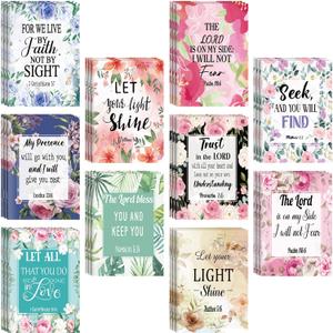 Qeeenar 100 Pcs Mini Colorful Floral Bible Verse Notebooks Christian Gift Bible Journal Religious Motivational Notepads Kraft Verse Scripture Mother's Day Gifts for Women Men Office School