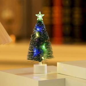 Mini LED Christmas Tree Decoration, Tabletop Size with Star Topper, Multi-Color Lights (Color 1)