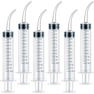 6 Pack Dental Irrigation Syringe, Wisdom Teeth Syringes with Curved Tip for Tooth (Scale-6)