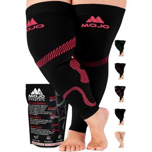Mojo Compression Socks for Lymphedema - 6XL Hot Pink Plus Size Thigh-Hi Leg Sleeve for Improved Circulation and Reduced Swelling - 20-30mmHg Compression with Grip Top, Extra Wide Ankle, Calf, and