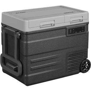 UD65 12V Car Refrigerator,Dual Zone Car Fridge with Wheels,60QT(56.7L) Electric Cooler Portable Freezer,12 Volt Refrigerator -4~68,12/24V DC 100-240V AC for Camping, Travel, Truck, RV