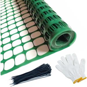 Safety Fence Plastic Mesh Fencing Roll, 4'x100' Feet 1 Roll with 100 Zip Ties, Temporary Reusable Netting for Snow Fence, Garden, Construction and Animal Barrier (SW 8.73 lb/roll, Green)