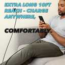 Super Long <10 FEET> Nylon-Braided USB to 8pin Lightning Charging Cable  Charge Cord Compatible with iPhone 5-14, Airpods 1,2,3, Pro1,2, Airpods Max w/Quality Aluminum Connectors (Black)