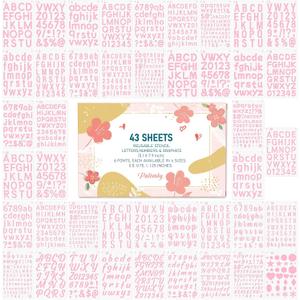 Patemby 1/2, 3/4, 1, 5/4 Inch Small Letter Stencils for Painting, 43 Pack Crafts Reusable Plastic Letter Templates 6 Different Font with Tiny Number & Alphabet Stencil for DIY Crafts Art Projects
