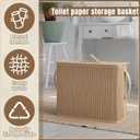 AceOrbit Bamboo Toilet Paper Storage Basket with Lid and Handle 32L Capacity 12Rolls Bathroom Toilet Paper Holder Handwoven Organizer Basket Bathroom Accessories