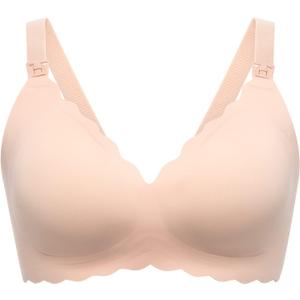 Momcozy Nursing Bras for Breastfeeding, Seamless Pregnancy Maternity Bra Wireless Classic Jelly Strip Support Nursing Bra (Pink, XXL)