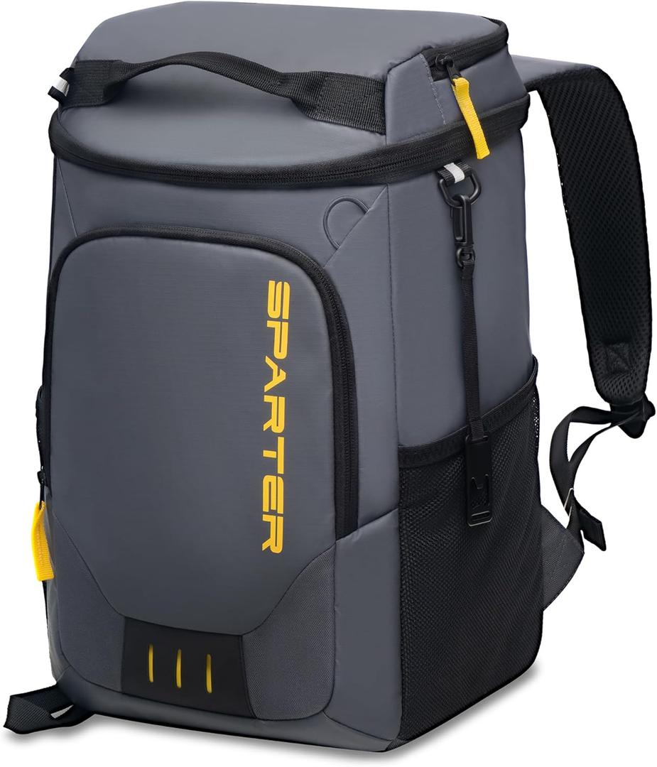 SPARTER Backpack Cooler Insulated Leak Proof 33/49 Cans, 2 Insulated Compartments Thermal Bag, Portable Lightweight Beach Travel Camping Lunch Backpack for Men and Women (Dark Gray)