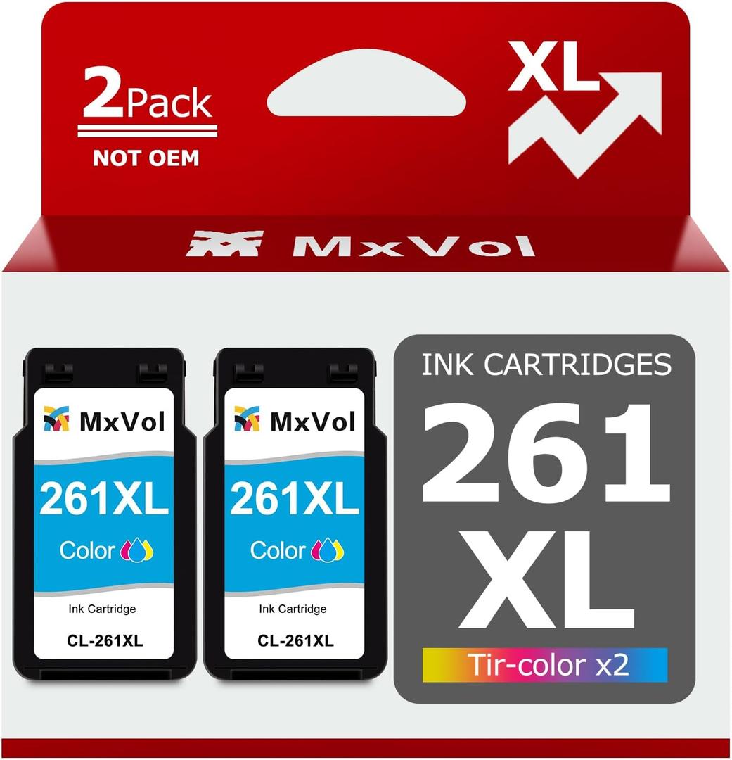 260XL 261XL Replacement for Canon Ink 260 and 261 Ink Cartridges PG-260 XL CL-261 XL for Canon Pixma TS6420a TS6420 TS6400 TR7020a TR7020 TR7000 TS5300 TS5320 Printer Ink Cartridge (2-Pack Tricolor)