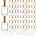 Domensi 60 Pcs 10/15/30/50 ml Glass Perfume Bottles Mini Glass Empty Spray Atomizer Bottles Bulk Refillable Perfume Dispenser Container with Pump Tool for Travel Skin Care (30 ml,Gold)