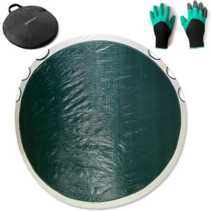 Foldable Leaf Collector -Pop-Up 360 Litre Green Polypropylene Leaf/Rubbish/Waste/grass clippings picker upper and Lawn/Yard sweeper Garden Bag holder - Complete with Garden gloves bonus