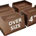 Bed Risers 4 inch Heavy Duty Dark Brown, 4 Pack Oversized Furniture Risers, Extra Wide Bed Lifts Risers for Table, Sofa, Dorm Twin XL, Couch, Desk, Bed Frame Risers Supports Up to 6,500 Lbs