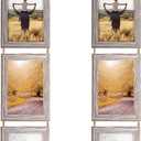 Lavezee 4x6 Collage Hanging Triple Picture Frames Set, Rustic 6 Opening Vertical Frame Made to Display 4 by 6 Inch Photo Postcard for Wall Decor