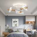 Airplane Ceiling Light Fixtures Cartoon Kids Chandelier Creative Wooden&Metal Lampbody with Acrylic Shade Flush Mount Ceiling Lamp for Children's Bedroom Nursery (A-White), L28.7 * W28.7*H10.2 inches