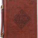 Christian Art Gifts Men's Classic Bible Cover Names of God Exodus 34:6, Brown Faux Leather, Large