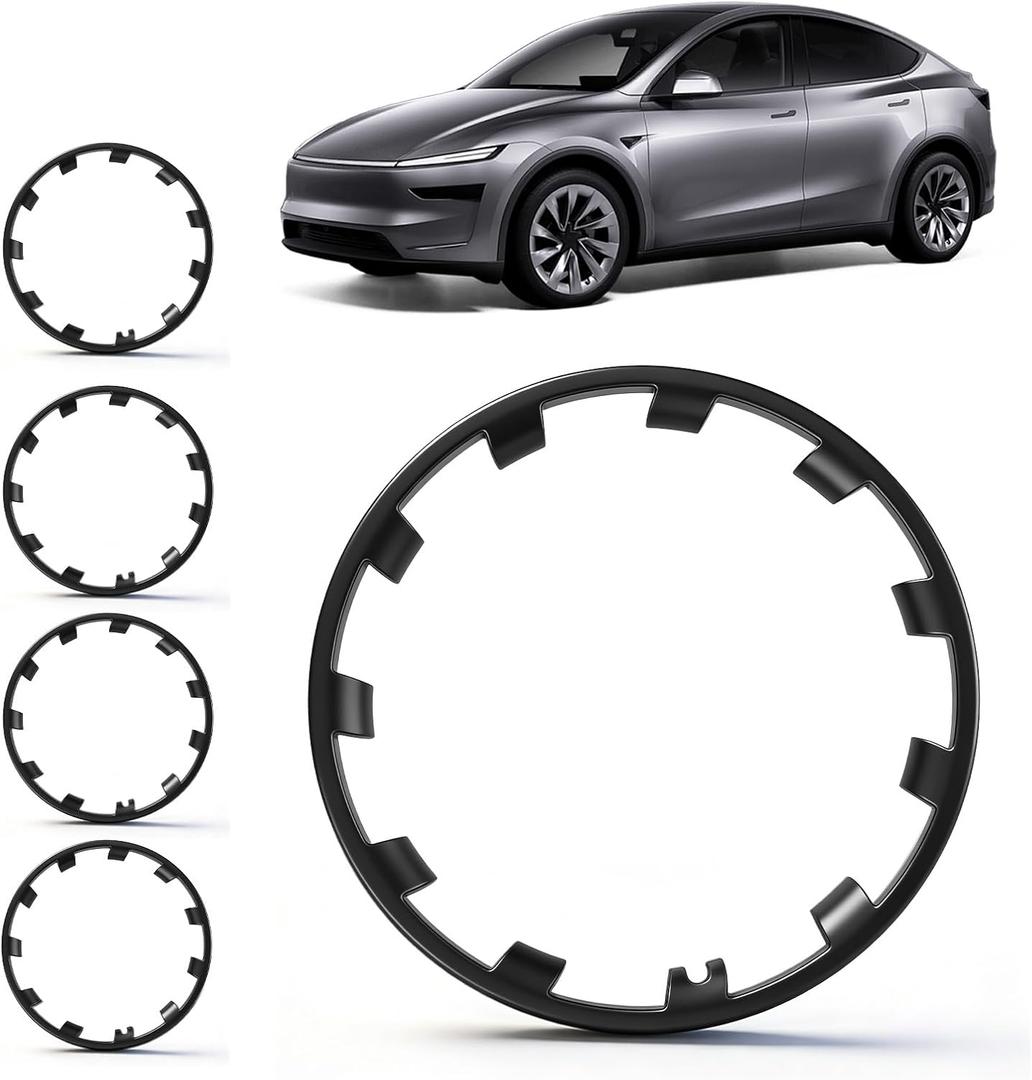 4+1 Spare Set Wheel Rim Protector Hubcaps Fit for Tesla Model Y 21 Inch,Hubcaps Uberturbine Wheels Rim Cover Tire Trim Rings 5PCS Model Y Accessories, Matte Black
