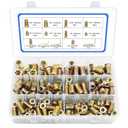 170 PCS Threaded Inserts Nuts, 10 Sizes-1/4-20, 5/16"-18, 3/8"-16 Wood Inserts Assortment Kit, Steel Threaded Inserts for Wood Furniture Screw Threaded Inserts Kit with 3 PCS Hex Wrench