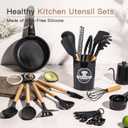 Astercook 39 PCS Kitchen Utensils Set, Silicone Cooking Utensil Sets with Wooden Handle, 446F Heat Resistant Food Grade Spatula Set, BPA Free Kitchen Gadgets Tools Set for Mothers Day Gifts