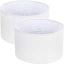 White Drum Lamp Shades Set of 2 16" Top x 16" Bottom x 10" High, Large Linen Lampshades for Table Lamps & Floor Lamps, Cylindrical Lamp Shade Replacement with 3 Adapter Rings, Easy to Assemble