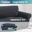 Asnomy Couch Covers for 3 Cushion Couch Stretch Sofa Covers Slipcovers, Pet Protector Furniture Covers for Dogs Cats Spandex Jacquard Fabric Small Checks X-LargeCharcoal Ash