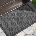 Yimobra Large Door Mat 36x24, All-Weather Waterproof Outdoor Mats for Front Door, Non Slip Rubber Doormat for Patio Proch Outside Entryway Indoor, Mix Grey