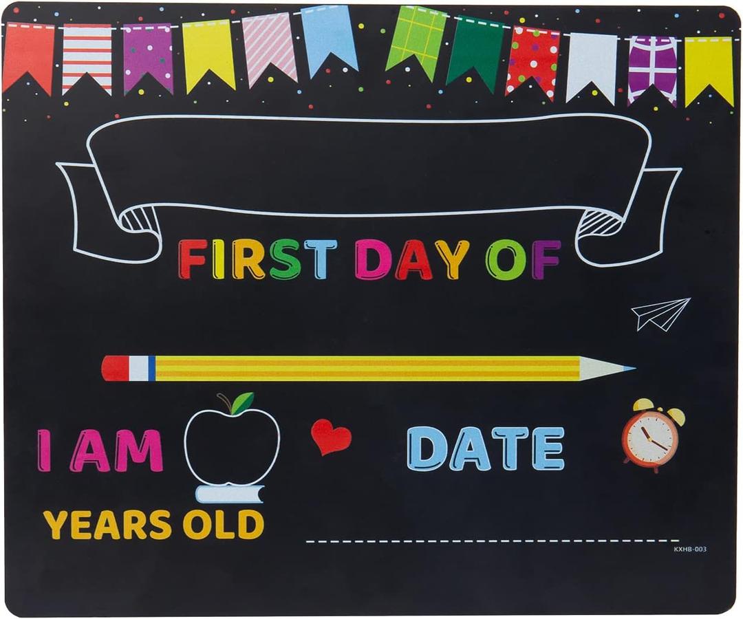 Personalized 10"*12" School Chalkboard First Day Last Day of School Sign, Double Sided Back to School Sign for Kids Girls Boys, Kindergarten Photo Props