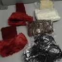 4 Pairs Women Faux Fur Trim Boot Cuff Socks Winter Knitted Furry Top Cover Leg Warmers, Black, Red, Beige, Brown