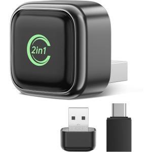 Wireless CarPlay Adapter, Convert Wired to Wireless, 2-in-1 CarPlay & Android Auto, Mini Plug & Play, Fast Auto-Connect & No Latency, USB/USB-C for Cars with Built-in CarPlay & iOS 10+/Android 11+ (Silver-gray)