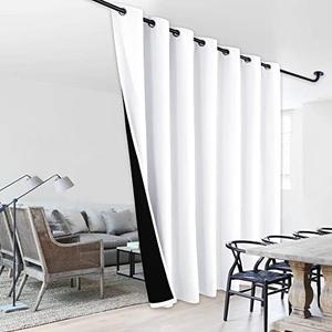 NICETOWN Sound Reducing Room Divider Curtain, Privacy Assured, Full Shading Curtain for Patio Door, Super Heavy-Duty Thermal Backing Sliding Door Drape (White, 1 Panel, 100 inches W x 108 inches L)