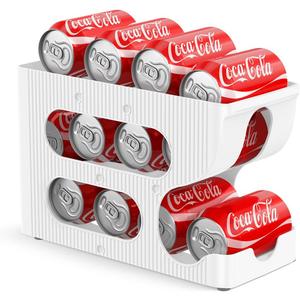 Sotfamily FIFO Soda Can Organizer for Pantry/Fridge, Automatic Rolling Pop Can Dispenser/Storage/Holder/Container for Refrigerator or 12" Deep Shelf, Space-Saving Drink Organizer for 12 Standard Cans