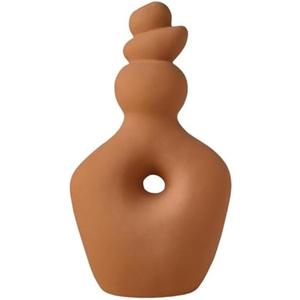 Elements Teracotta Twist Textured Stoneware Ceramic Vase, 7.48x4.41x13.39 Inch