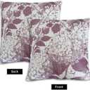 MAMYL Set of 2 Linen Floral Pillow Covers, Hydrangea Pattern Throw Pillow Covers, Boho Vintage Cushion Covers for Sofa, Living Room, Bedroom, Farmhouse Decor (Maroon, 18''X18'')