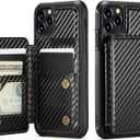 Vinich for iPhone 11 Pro Max Wallet Case with Card Holder, RFID Blocking Credit Slots Kickstand Shockproof Phone Cover Fit for iPhone 11 Pro Max 6.5" Carbon Black