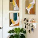 PHOPAGO Boho Abstract Framed Wall Art Modern Minimalist Luxury Gold Line Artwork Kitchen Dining Room Decor 11x14in Natural Framed