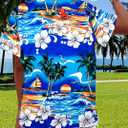Hawaiian Shirts for Women Hawaii Tropical Button Down Tops Summer Beach Vacation Outfits Floral Short Sleeve Blouses (Blue, S)